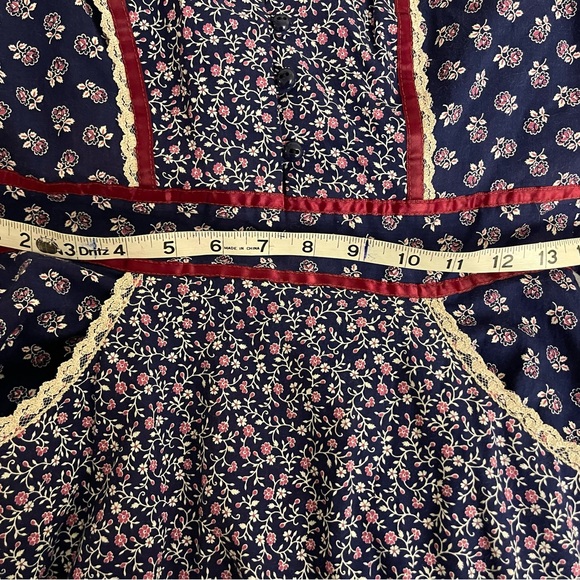 Gunne Sax by Jessica Mcclintock Calico Blue Dress Small Prairie - Picture 3 of 10